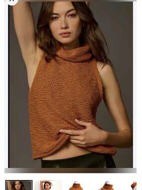 Anthropologie Pilcro Chunky Knit Turtleneck Sleeveless Sweater